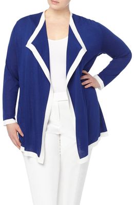 Anne Klein Colorblock Drapey Cardigan in Magirtte Blue/Nyc White