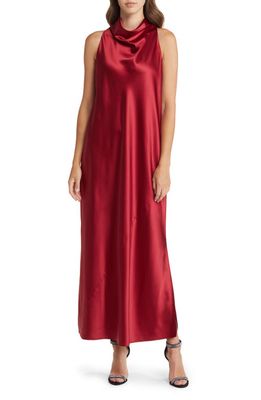 Anne Klein Cowl Neck Satin Dress in Titian Red