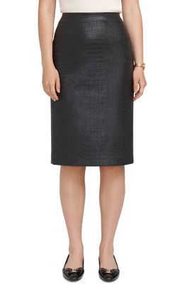 Anne Klein Croc Embossed Faux Leather Skirt in Anne Black