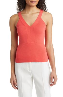 Anne Klein Directional Rib Tank in Red Pear