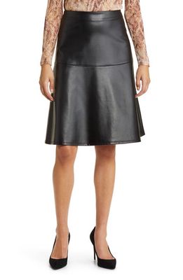 Anne Klein Faux Leather A-Line Skirt in Anne Black
