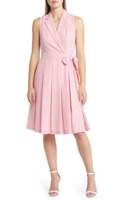 Anne Klein Faux Wrap Fit & Flare Dress in Camellia/bright White