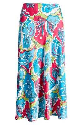Anne Klein Floral Flared Skirt in Tropical Blue Multi