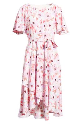 Anne Klein Floral Flutter Sleeve Midi Dress in Lilac Petal Multi