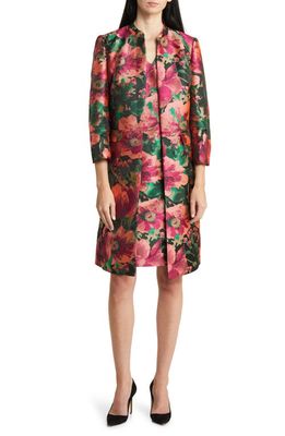 Anne Klein Floral Jacquard Jacket in Amaranth Multi