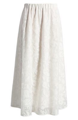 Anne Klein Floral Jacquard Mesh Skirt in Bright White