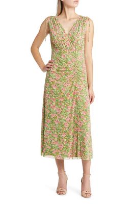 Anne Klein Floral Print Sleeveless Dress in Sprout Multi -