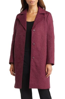 Anne Klein Floral Quilted Snap Front Trench Coat in Chianti