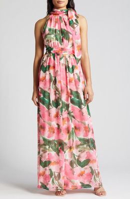 Anne Klein Floral Sleeveless Maxi Dress in Camellia Multi