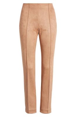 Anne Klein Hollywood Pleated Faux Suede Pull-On Pants in Vicuna
