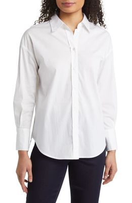 Anne Klein Long Sleeve Button-Up Shirt in Bright White