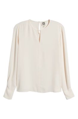 Anne Klein Long Sleeve Keyhole Top in Anne White