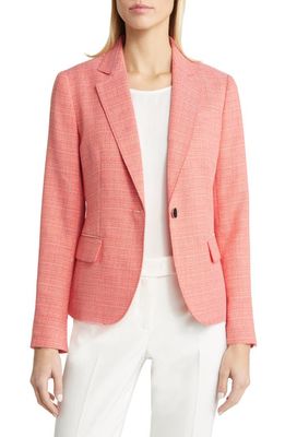 Anne Klein One Button Tweed Blazer in Red Pear/Bright White