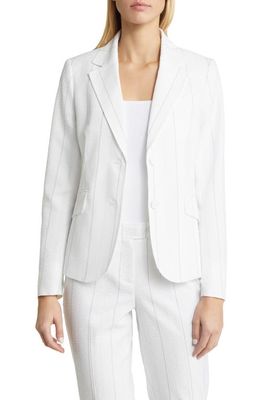Anne Klein Pinstripe Single Breasted Blazer in Bright White Multi