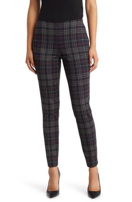 Anne Klein Plaid Slim Fit Ankle Pants in Chianti Combo