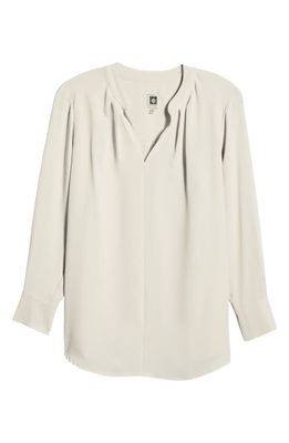 Anne Klein Pleat Neck Long Sleeve Crepe Top in Anne White
