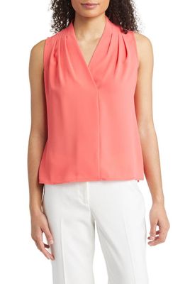 Anne Klein Pleat Shoulder Sleeveless Top in Red Pear