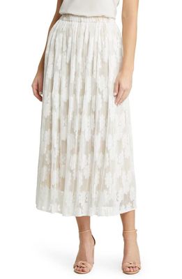Anne Klein Pleated Pull-On Skirt in Bright White/Crema