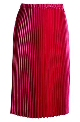 Anne Klein Pleated Satin Midi Skirt in Amaranth