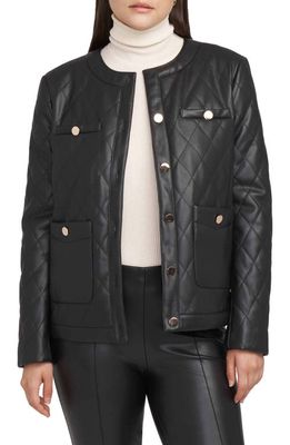 Anne Klein Quilted Faux Leather Jacket in Anne Black