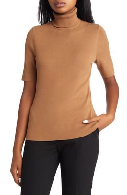 Anne Klein Ribbed Turtleneck Sweater in Vicuna