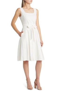 Anne Klein Sleeveless Fit & Flare Dress in Bright White -