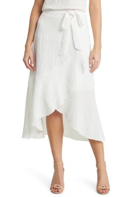 Anne Klein Tie Waist Ruffle Skirt in Bright White