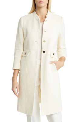 Anne Klein Tweed Overcoat in Anne White