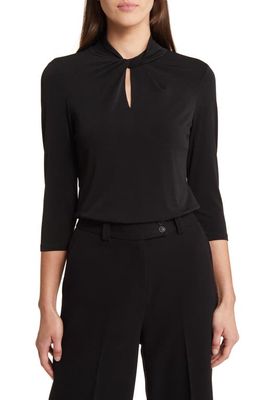 Anne Klein Twist Neck Keyhole Top in Anne Black