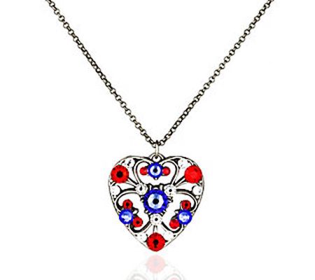Anne Koplik Americana Crystal Heart N ecklace