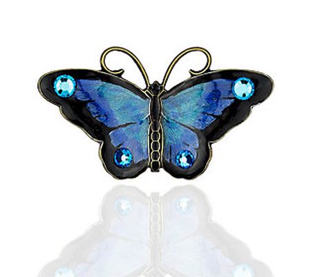 Anne Koplik Black & Blues Crystal Butterfly Pin