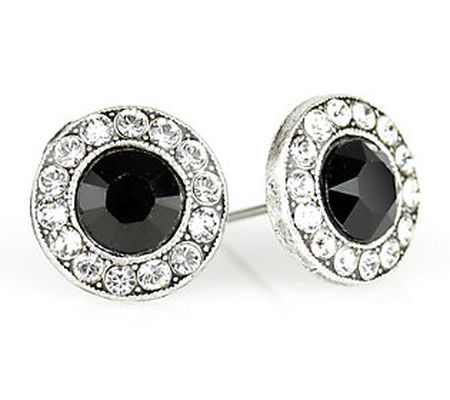 Anne Koplik Black & White Crystal Halo Stud Ear rings