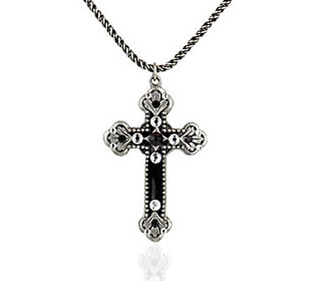 Anne Koplik Byzantine Black Enamel Cross Pendan t w/ Chain