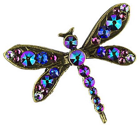 Anne Koplik Crystal Dark Multi-Colo r Dragonfly Pin
