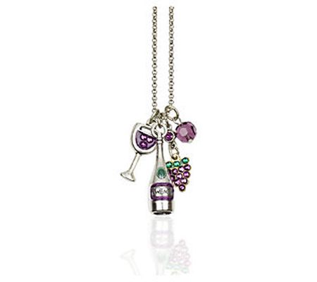 Anne Koplik Enamel & Crystal Wine Jumble Charm w/ Chain