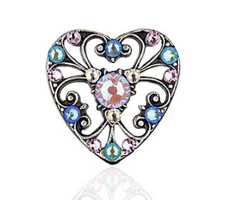 Anne Koplik Multi-Pastel Lace Heart Crystal Pin