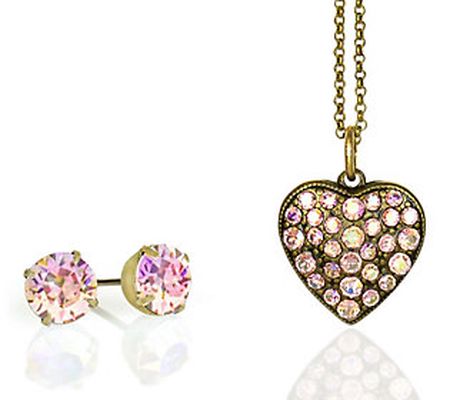 Anne Koplik Pink Crystal Necklace & Earring Set