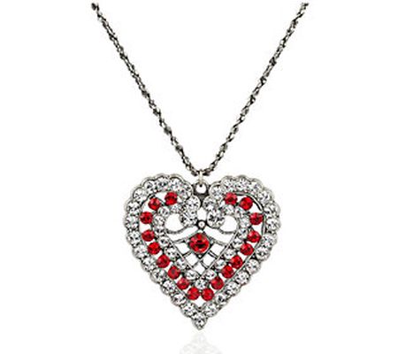 Anne Koplik Red Crystal Heart Pendant with Chain