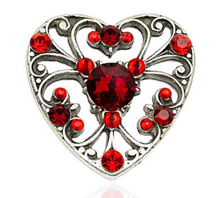 Anne Koplik Red Swarovski Crystal Heart Pin