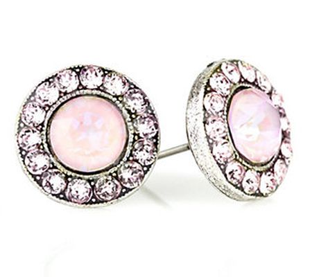 Anne Koplik Rose Crystal Halo Button Earrings