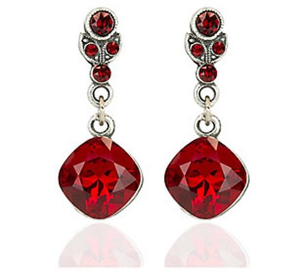 Anne Koplik Vintage Red Crystal Drop Earrings