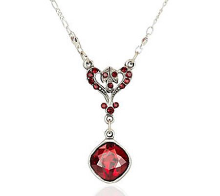 Anne Koplik Vintage Red Crystal Drop Necklace