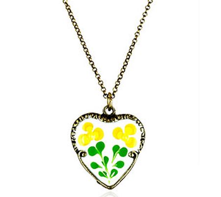 Anne Koplik Yellow Floral Heart Necklace