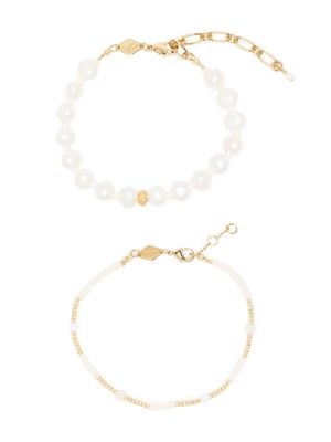 Anni Lu pearl-embellished bracelet set of 2 - Gold