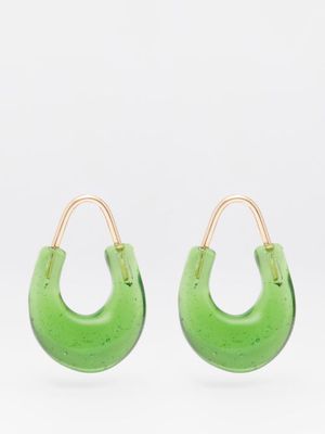 Annika Inez - Billow Small Glass & 14kt Gold Earrings - Womens - Green Gold