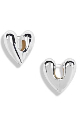 Annika Inez Heart Hinge Hoop Earrings in Silver