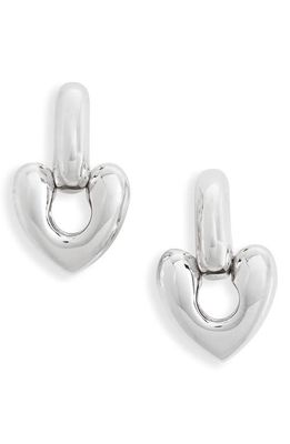 Annika Inez Large Heart Drop Earrings in Silver