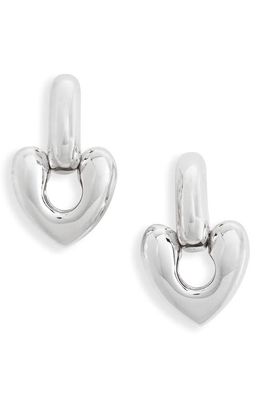 Annika Inez Large Heart Drop Huggie Hoop Two-Piece Earrings in Silver 