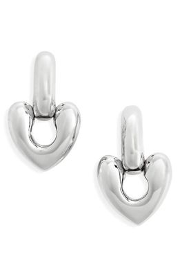 Annika Inez Small Heart Drop Earrings in Silver