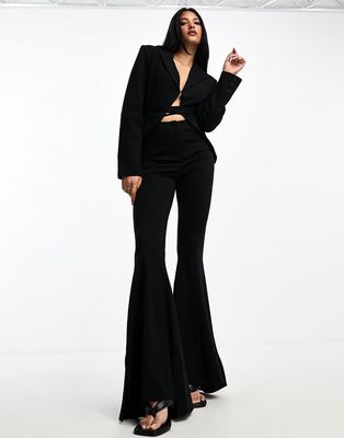 Annorlunda tailored wrap detail flared pants in black - part of a set